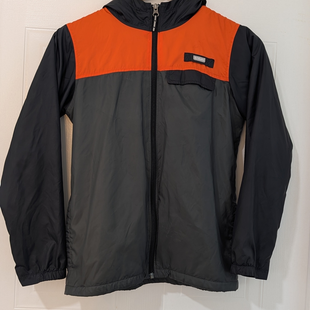 Gray & Orange Lightweight Zip Jacket